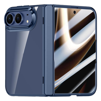 For iPhone Duo Icebreaking Series Integrated Privacy Film Electroplated Crystal Clear Center Axis Phone Case - Navy Blue - EDA010236801B