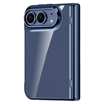 For iPhone Duo Icebreaking Series Integrated Privacy Film Electroplated Crystal Clear Center Axis Phone Case - Navy Blue - EDA010236801B