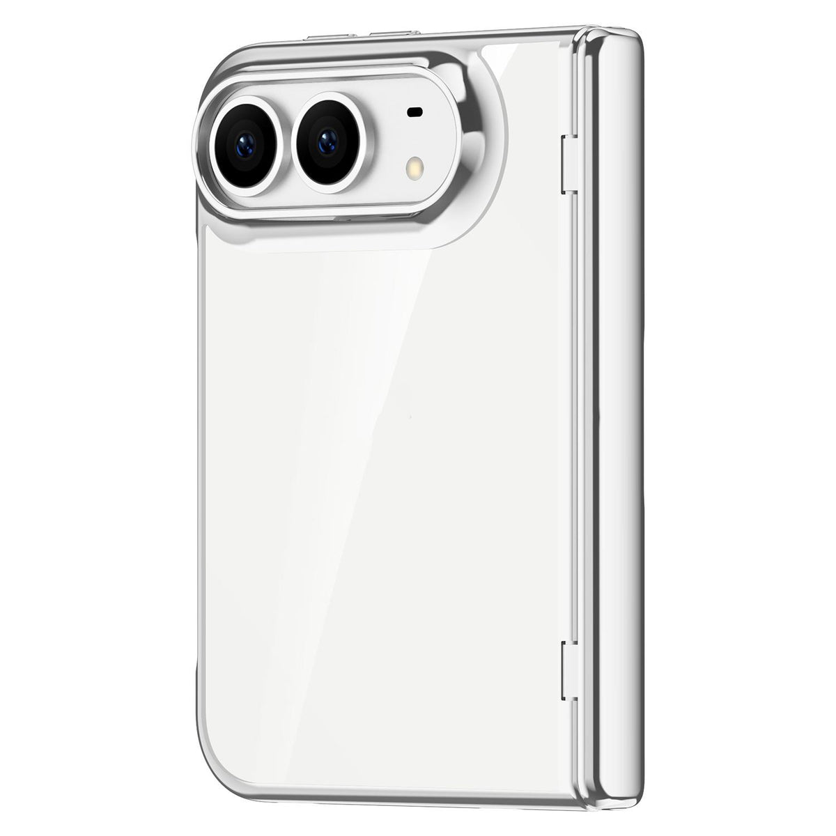 For iPhone Duo Icebreaking Series Integrated Privacy Film Electroplated Crystal Clear Center Axis Phone Case - Silver - EDA010236801C