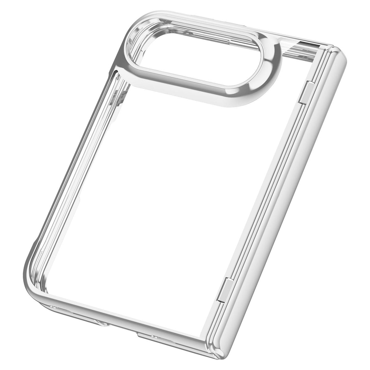 For iPhone Duo Icebreaking Series Integrated Privacy Film Electroplated Crystal Clear Center Axis Phone Case - Silver - EDA010236801C