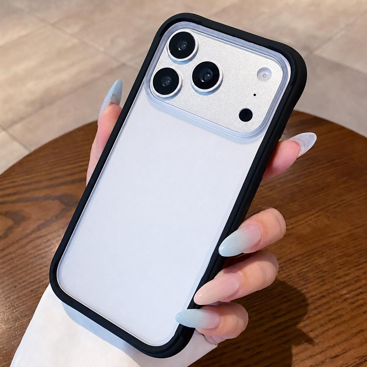 For iPhone 18 Silicone Frame Bumper Frosted Back Panel Phone Case - Black - EDA010237201B