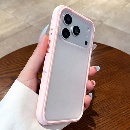 For iPhone 18 Pro Silicone Frame Bumper Frosted Back Panel Phone Case - Grey Pink - EDA010237202C