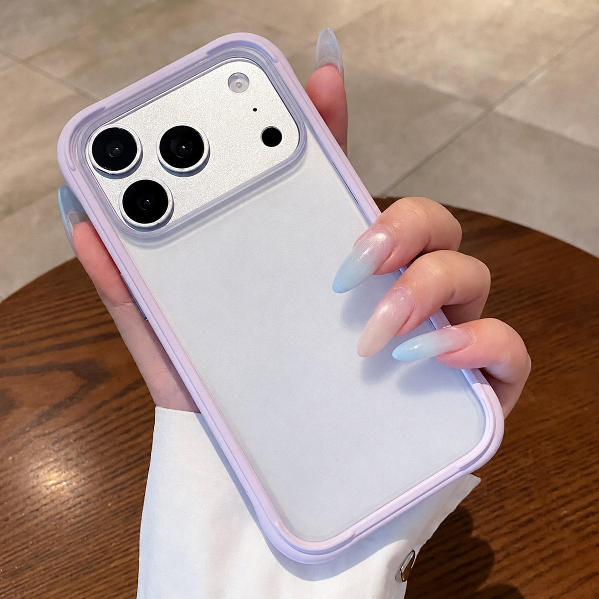 For iPhone 18 Pro Silicone Frame Bumper Frosted Back Panel Phone Case - Morandi Purple - EDA010237202E