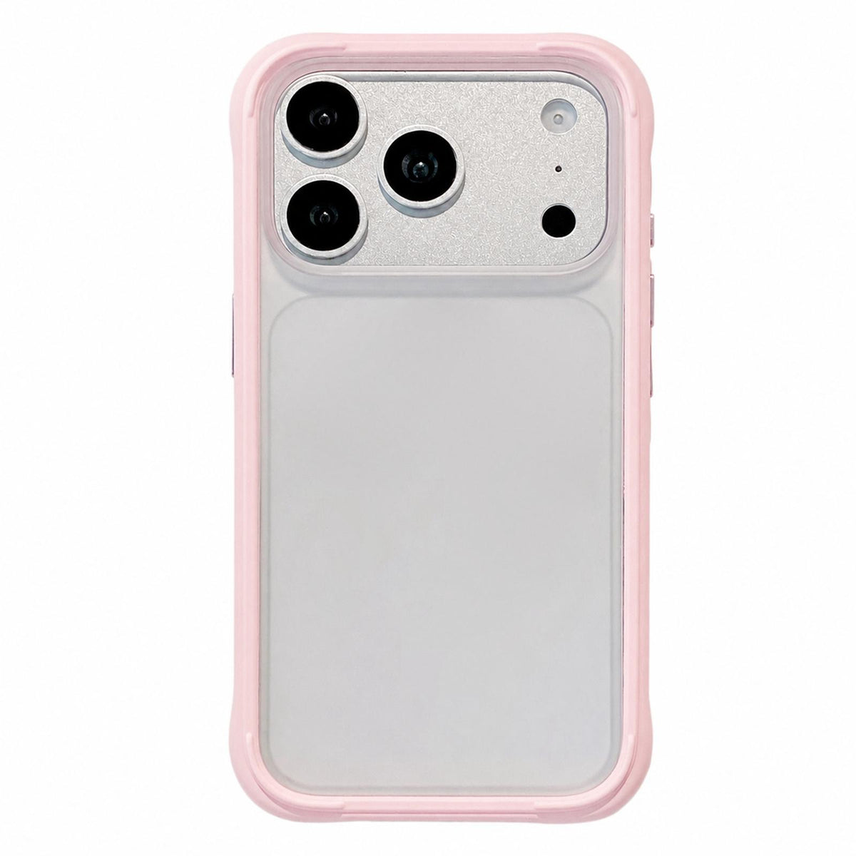 For iPhone 17 Pro Silicone Frame Bumper Frosted Back Panel Phone Case - Grey Pink - EDA010237205C