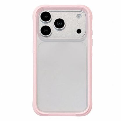 For iPhone 17 Pro Silicone Frame Bumper Frosted Back Panel Phone Case - Grey Pink - EDA010237205C