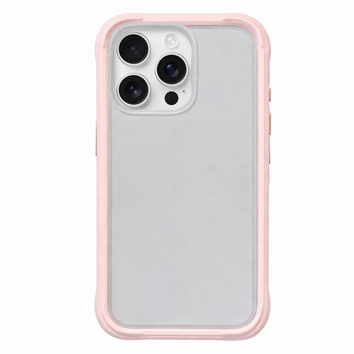For iPhone 16 Pro Silicone Frame Bumper Frosted Back Panel Phone Case - Grey Pink - EDA010237208C