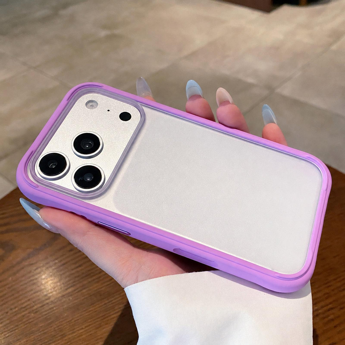 For iPhone 16 Silicone Frame Bumper Frosted Back Panel Phone Case - Purple - EDA010237209D