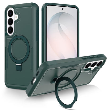For Galaxy S26 FE 5G Shockproof Protective TPU Hybrid PC Ring Holder Magnetic Phone Case - Green - EDA010237609E