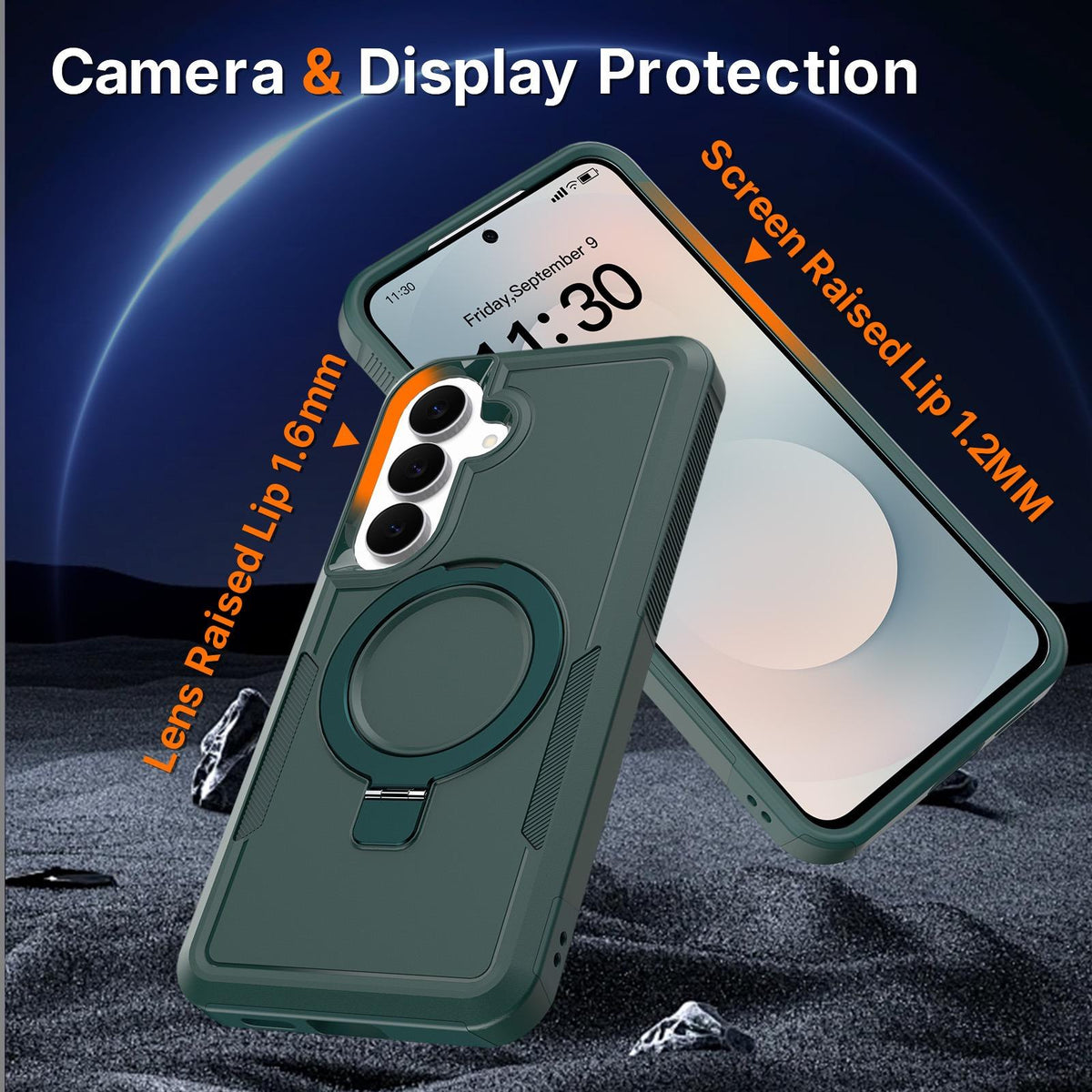 For Galaxy S26 FE 5G Shockproof Protective TPU Hybrid PC Ring Holder Magnetic Phone Case - Black - EDA010237609G