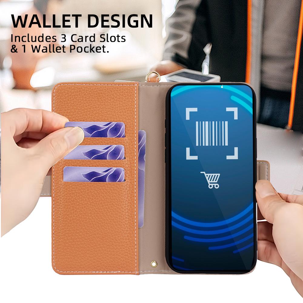 For iPhone 18 Pro Max / 17 Pro Max Bunny Ears Side Magnetic Clasp Vegan Leather Phone Case with Wrist Strap - Brown - EDA010237917C