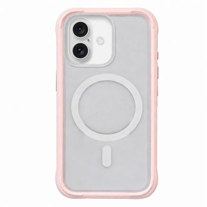 For iPhone 18 Silicone Frame Bumper Magnetic Frosted Back Panel Phone Case - Grey Pink - EDA010243001C