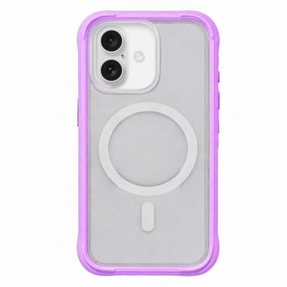 For iPhone 18 Silicone Frame Bumper Magnetic Frosted Back Panel Phone Case - Purple - EDA010243001D