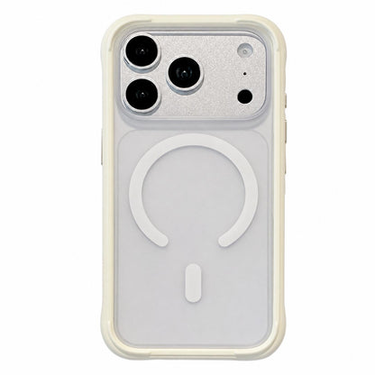 For iPhone 18 Pro Max Silicone Frame Bumper Magnetic Frosted Back Panel Phone Case - White - EDA010243003A