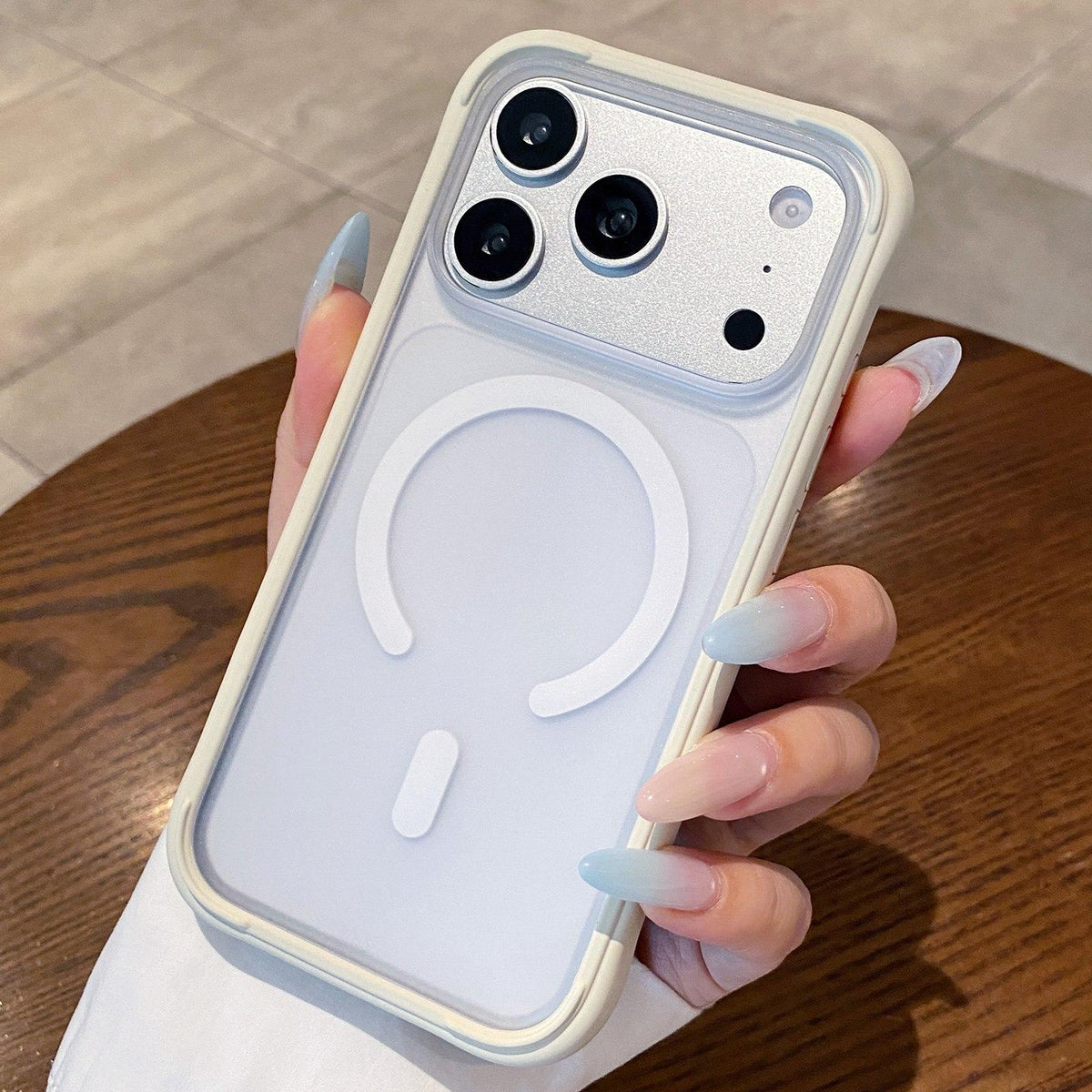 For iPhone 18 Pro Max Silicone Frame Bumper Magnetic Frosted Back Panel Phone Case - White - EDA010243003A