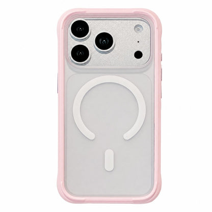For iPhone 18 Pro Max Silicone Frame Bumper Magnetic Frosted Back Panel Phone Case - Grey Pink - EDA010243003C