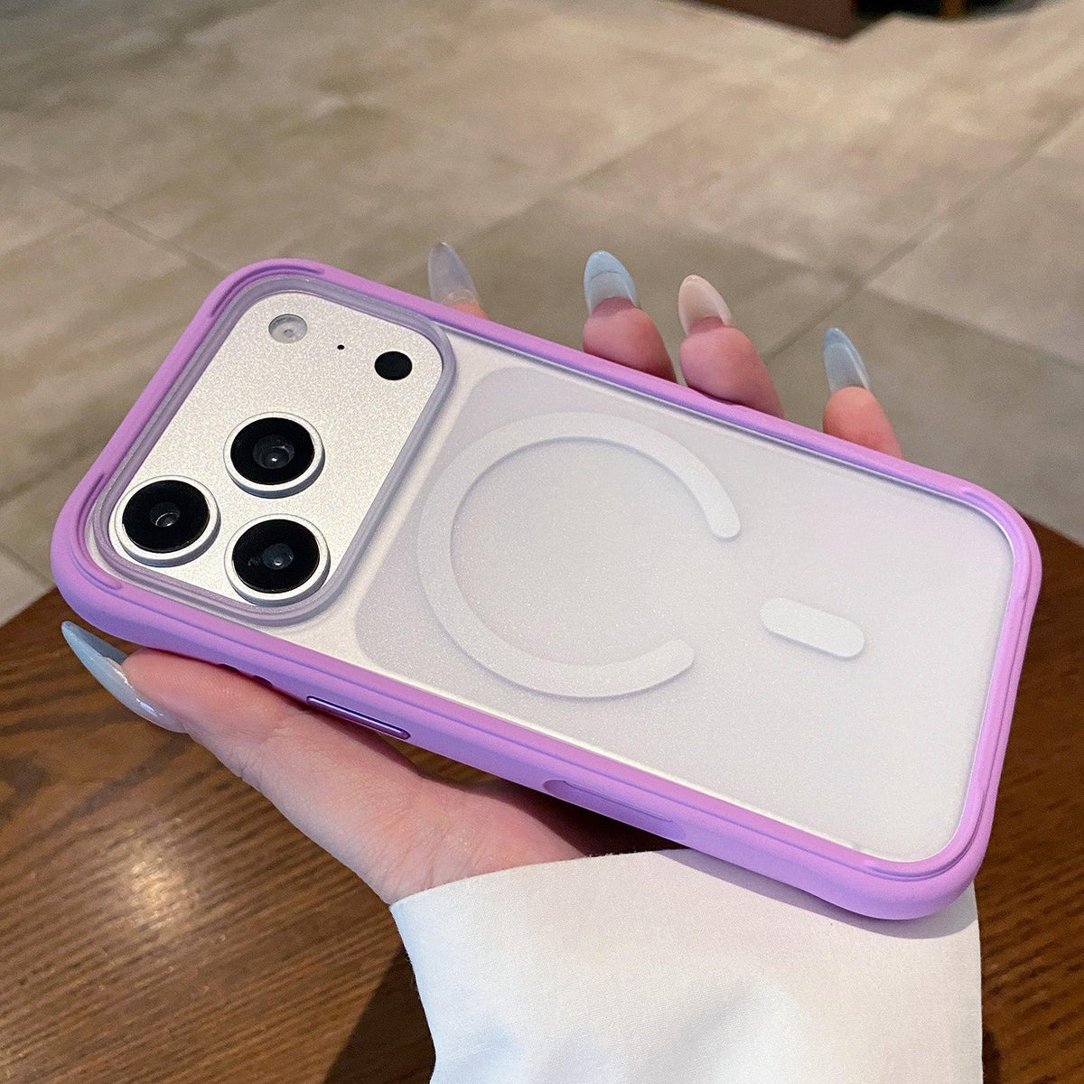 For iPhone 18 Pro Max Silicone Frame Bumper Magnetic Frosted Back Panel Phone Case - Purple - EDA010243003D