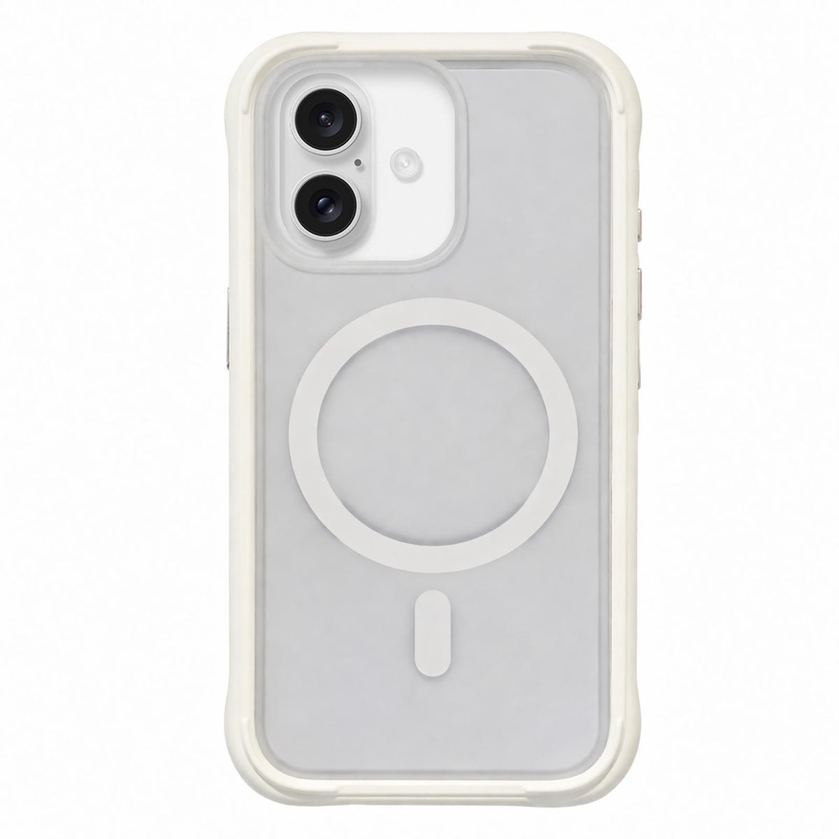 For iPhone 17 Silicone Frame Bumper Magnetic Frosted Back Panel Phone Case - White - EDA010243006A