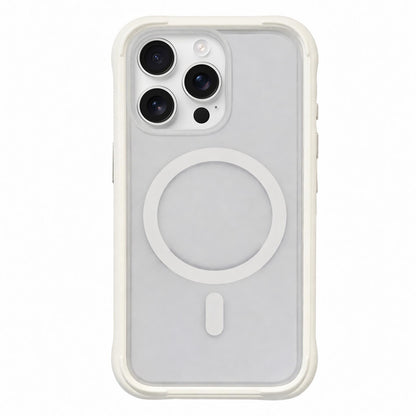 For iPhone 16 Pro Max Silicone Frame Bumper Magnetic Frosted Back Panel Phone Case - White - EDA010243007A