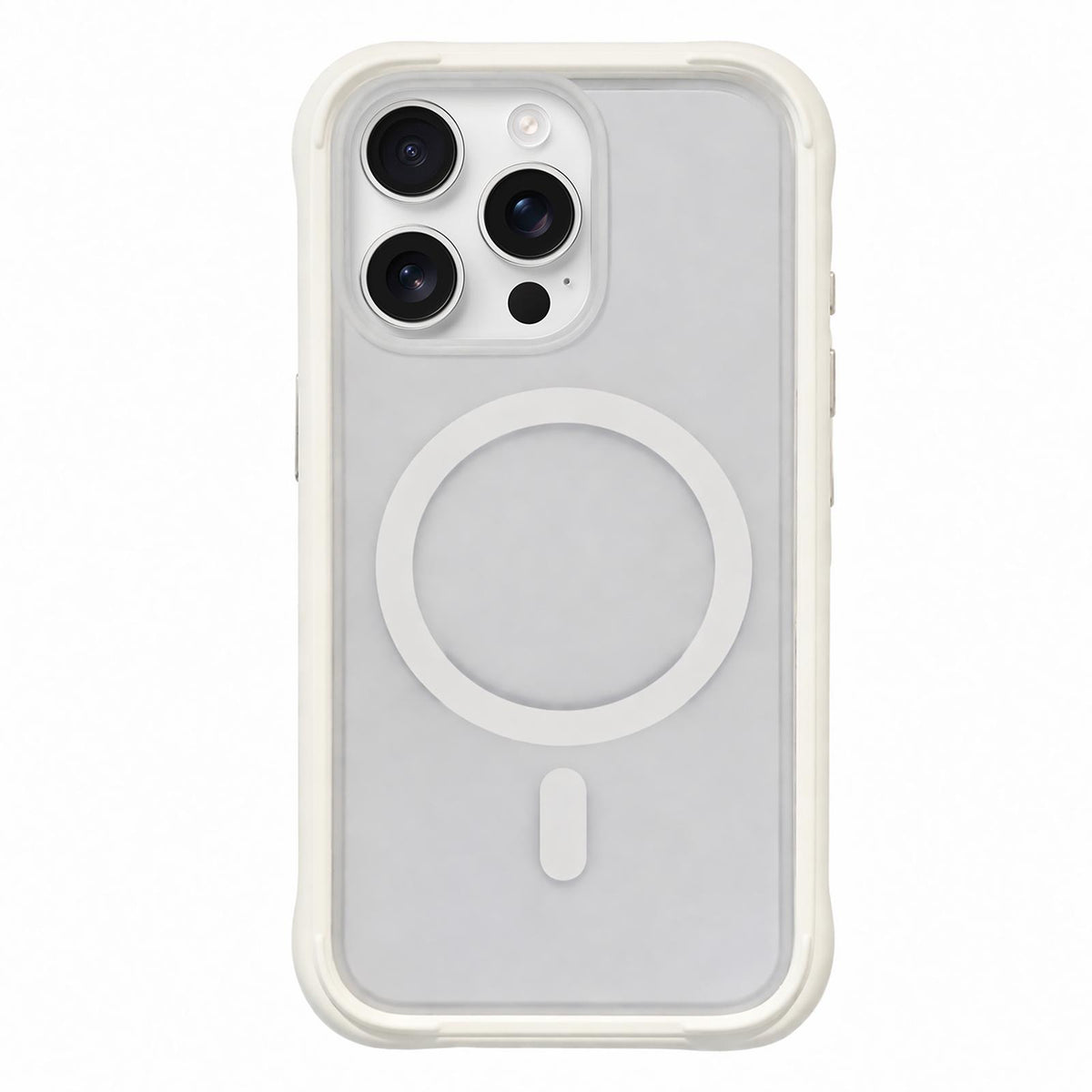 For iPhone 16 Pro Silicone Frame Bumper Magnetic Frosted Back Panel Phone Case - White - EDA010243008A