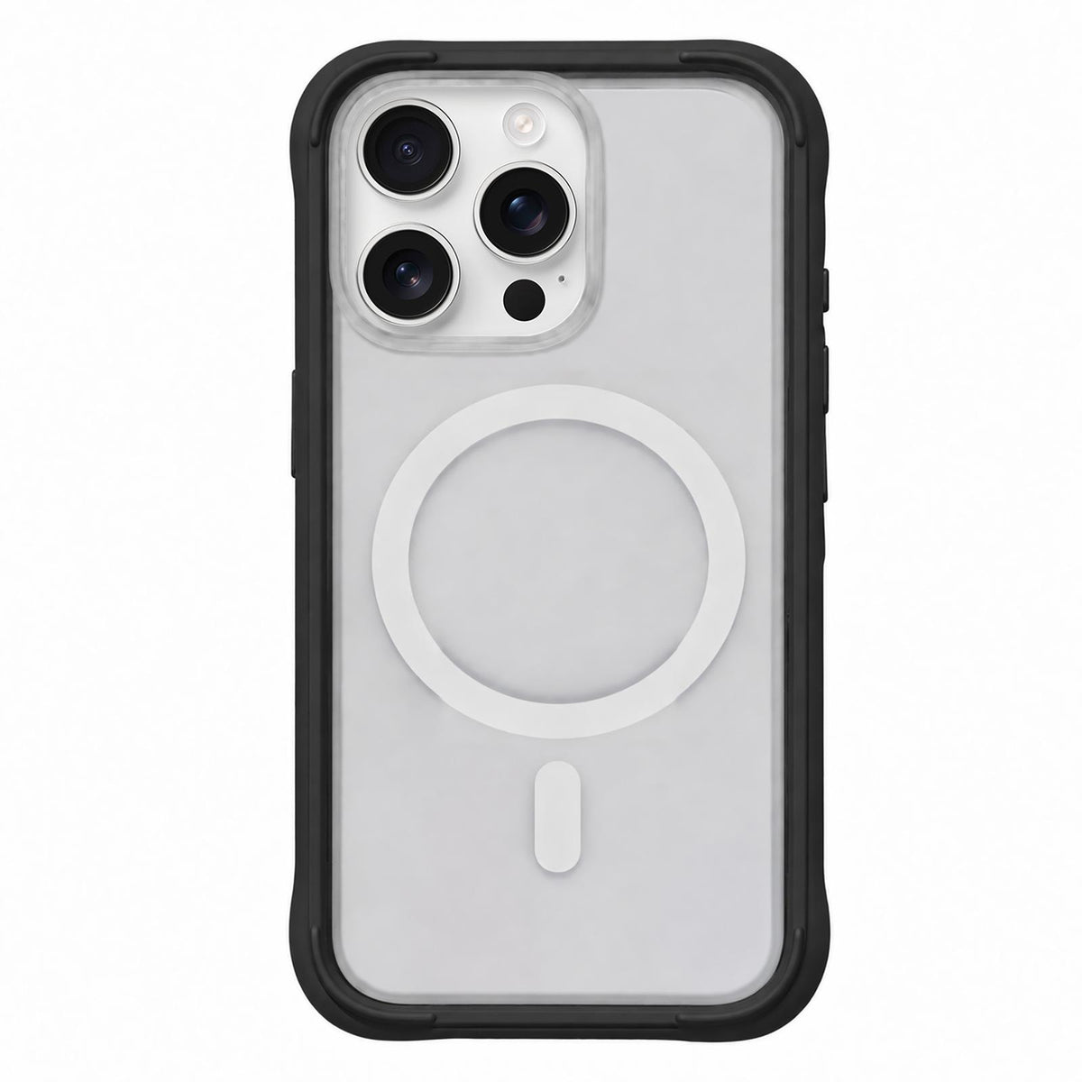 For iPhone 16 Pro Silicone Frame Bumper Magnetic Frosted Back Panel Phone Case - Black - EDA010243008B