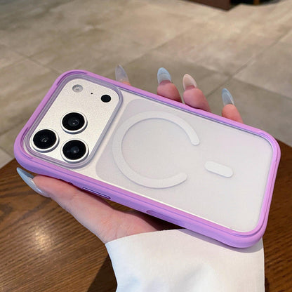 For iPhone 16 Pro Silicone Frame Bumper Magnetic Frosted Back Panel Phone Case - Purple - EDA010243008D