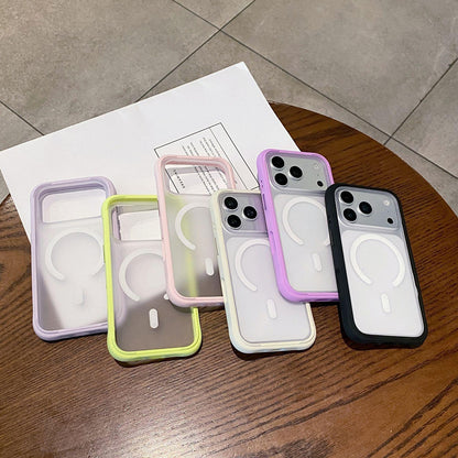 For iPhone 16 Silicone Frame Bumper Magnetic Frosted Back Panel Phone Case - White - EDA010243009A