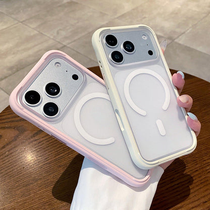 For iPhone 18 Pro Max Silicone Frame Bumper Magnetic Frosted Back Panel Phone Case - White - EDA010243003A