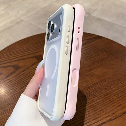 For iPhone 18 Pro Silicone Frame Bumper Magnetic Frosted Back Panel Phone Case - White - EDA010243002A