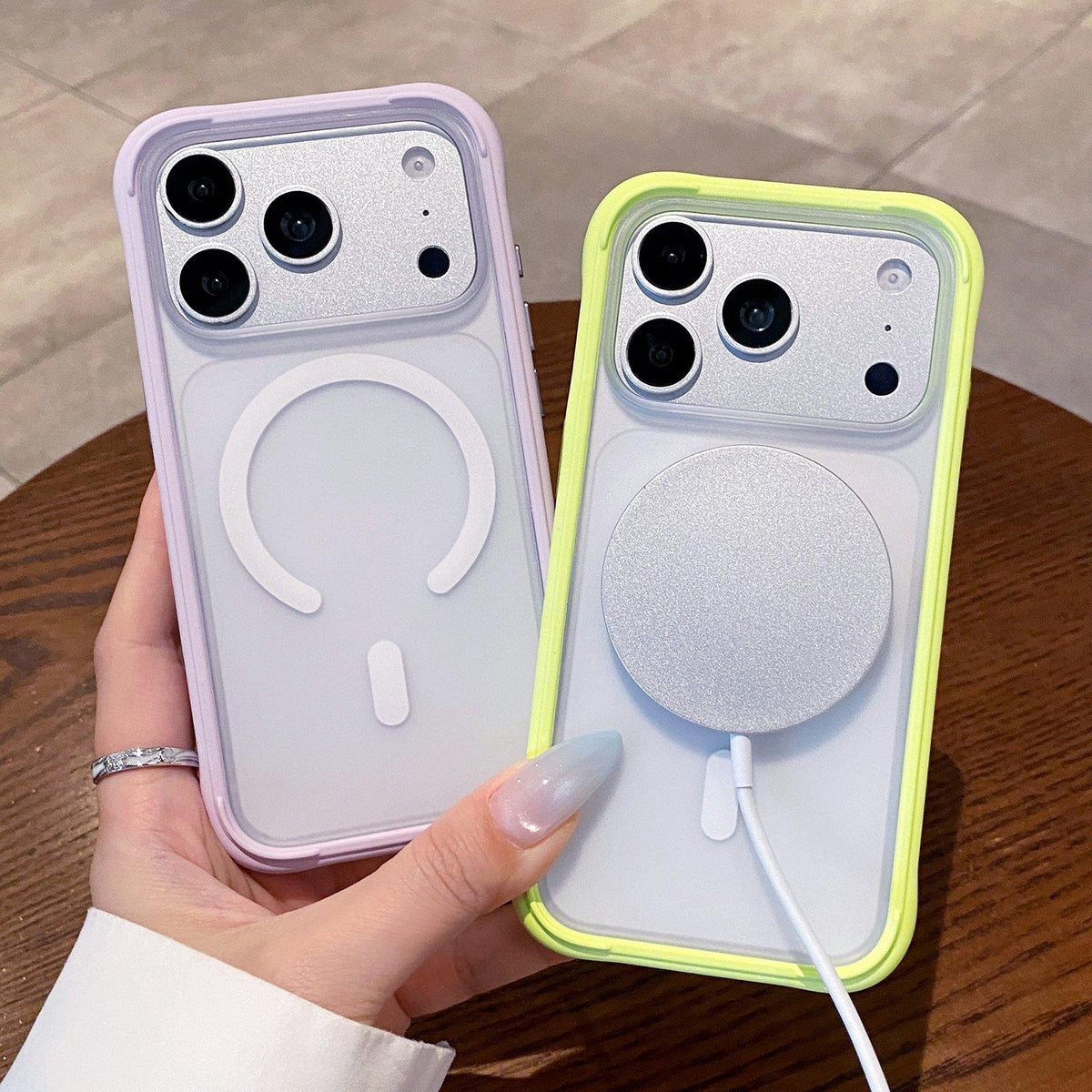 For iPhone 16 Pro Max Silicone Frame Bumper Magnetic Frosted Back Panel Phone Case - White - EDA010243007A