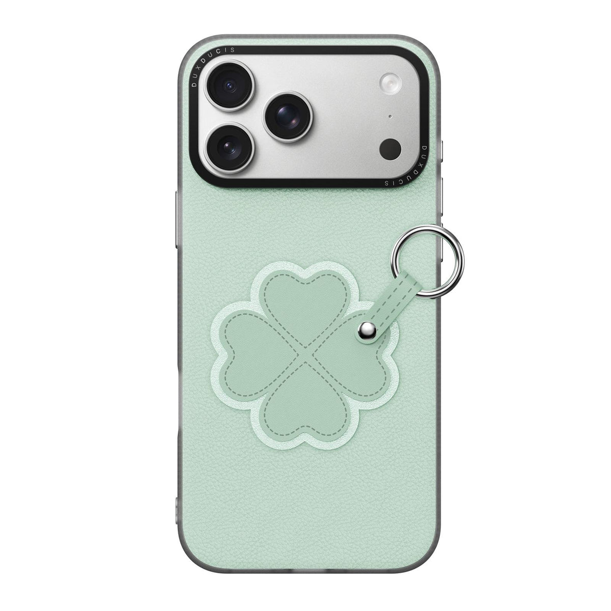 For iPhone 18 Pro Max / 17 Pro Max DUX DUCIS LUVY Series Ring Phone Case with Lanyard - Grass Green Clover - EDA010244202A