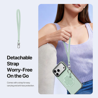 For iPhone 18 Pro Max / 17 Pro Max DUX DUCIS LUVY Series Ring Phone Case with Lanyard - Grass Green Clover - EDA010244202A