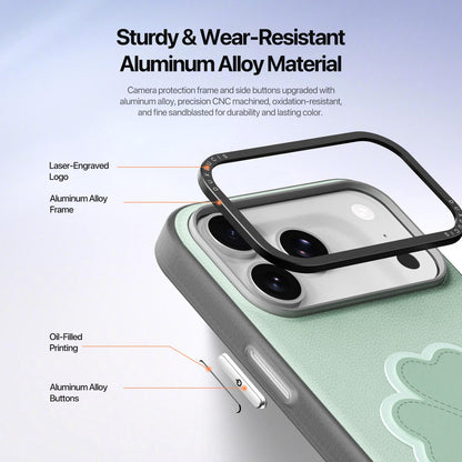 For iPhone 18 Pro Max / 17 Pro Max DUX DUCIS LUVY Series Ring Phone Case with Lanyard - Grass Green Clover - EDA010244202A