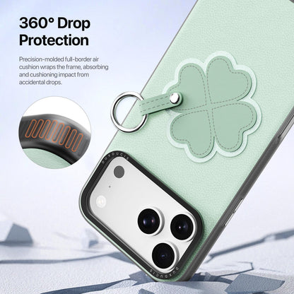 For iPhone 18 Pro Max / 17 Pro Max DUX DUCIS LUVY Series Ring Phone Case with Lanyard - Grass Green Clover - EDA010244202A
