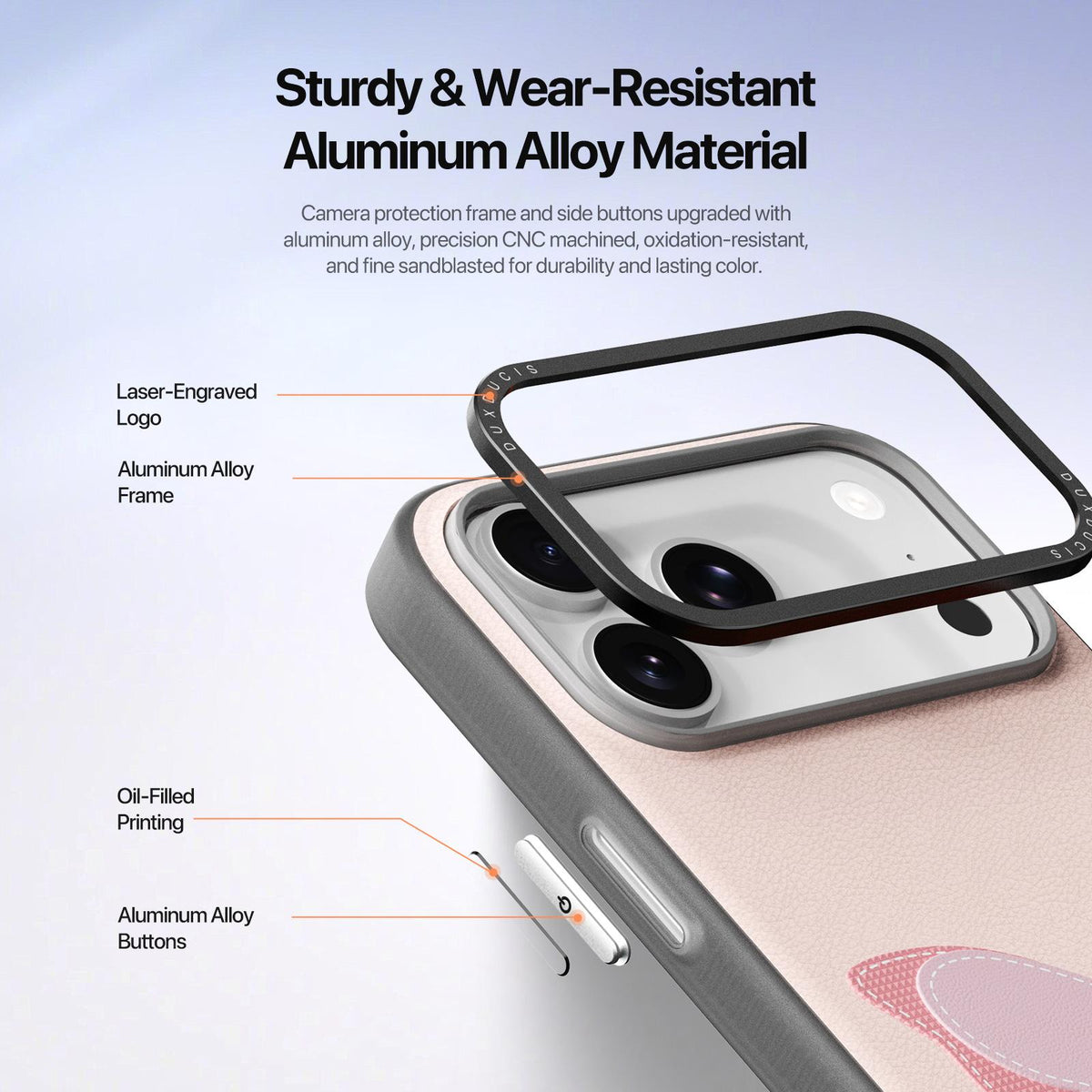 For iPhone 18 Pro Max / 17 Pro Max DUX DUCIS LUVY Series Ring Phone Case with Lanyard - Light Pink Butterfly - EDA010244202B
