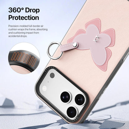For iPhone 18 Pro Max / 17 Pro Max DUX DUCIS LUVY Series Ring Phone Case with Lanyard - Light Pink Butterfly - EDA010244202B