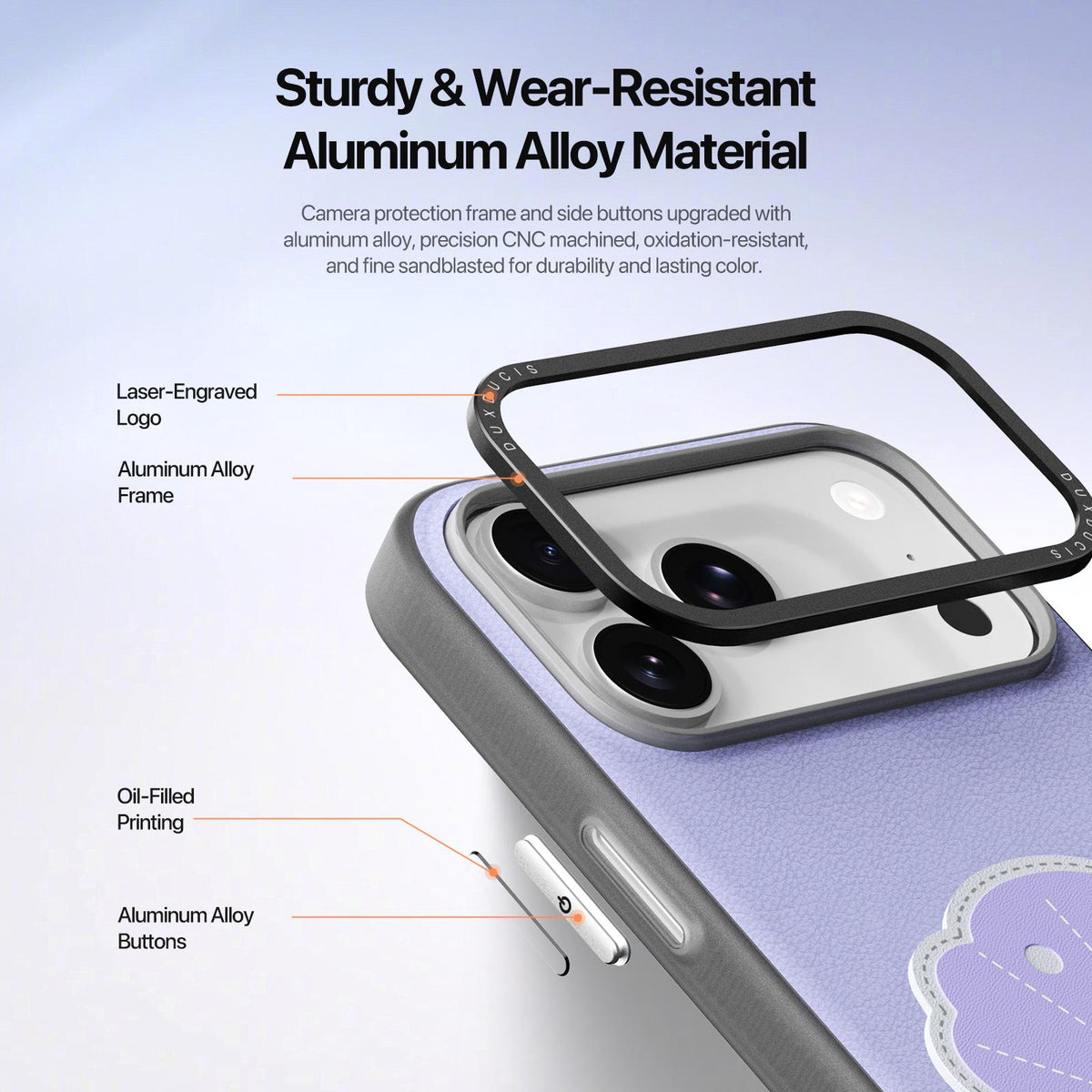 For iPhone 18 Pro Max / 17 Pro Max DUX DUCIS LUVY Series Ring Phone Case with Lanyard - Lilac Purple Shell - EDA010244202C