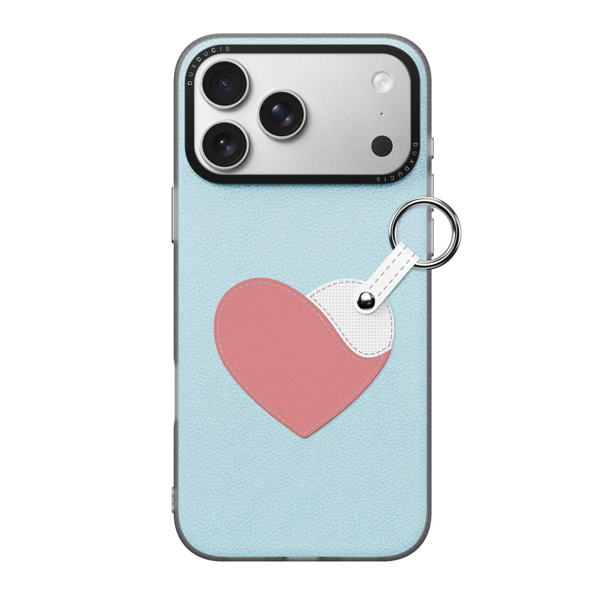 For iPhone 18 Pro Max / 17 Pro Max DUX DUCIS LUVY Series Ring Phone Case with Lanyard - Sky Blue Heart - EDA010244202D