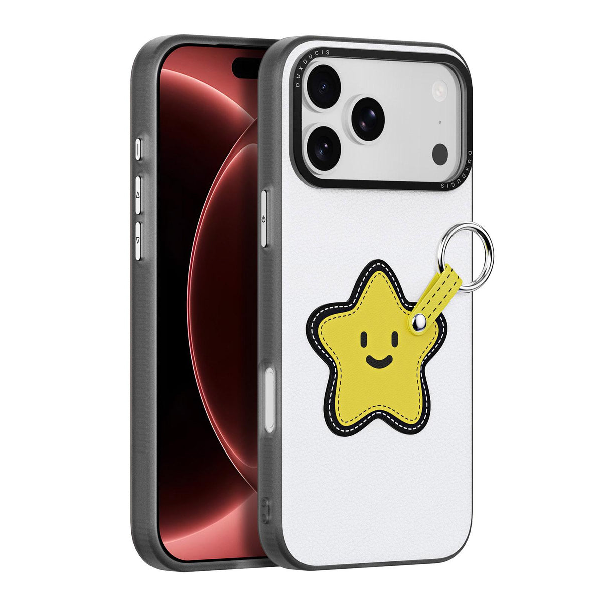For iPhone 18 Pro Max / 17 Pro Max DUX DUCIS LUVY Series Ring Phone Case with Lanyard - Snow White Star - EDA010244202E