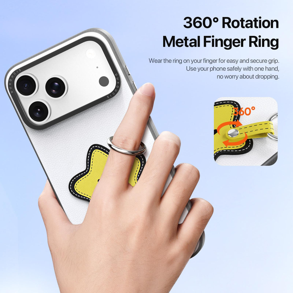For iPhone 18 Pro Max / 17 Pro Max DUX DUCIS LUVY Series Ring Phone Case with Lanyard - Snow White Star - EDA010244202E