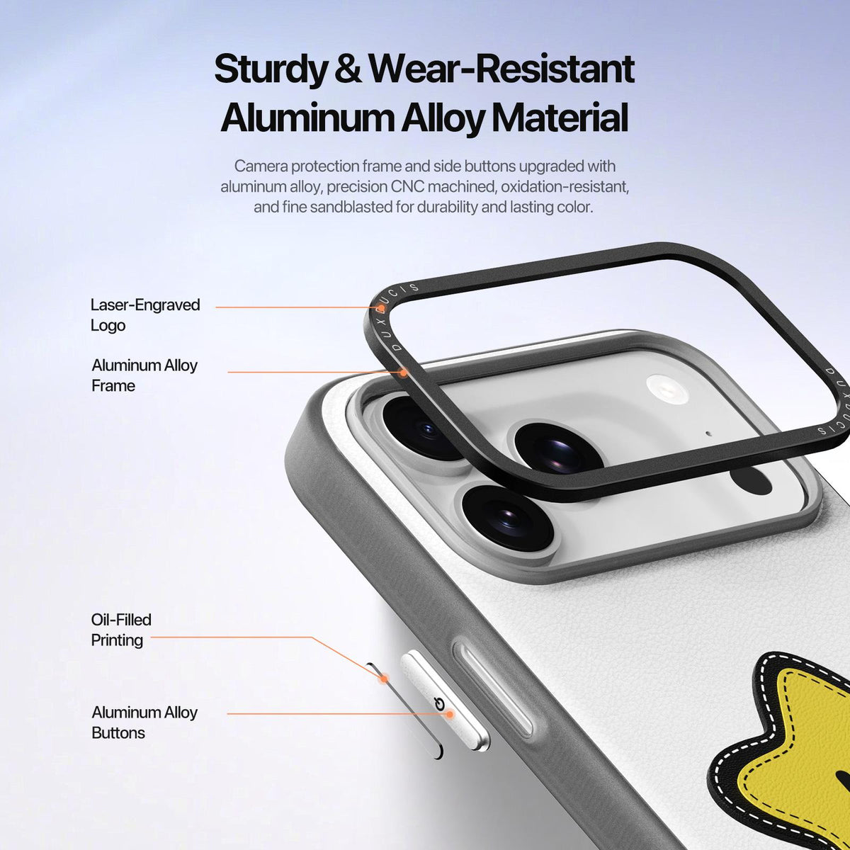 For iPhone 18 Pro Max / 17 Pro Max DUX DUCIS LUVY Series Ring Phone Case with Lanyard - Snow White Star - EDA010244202E