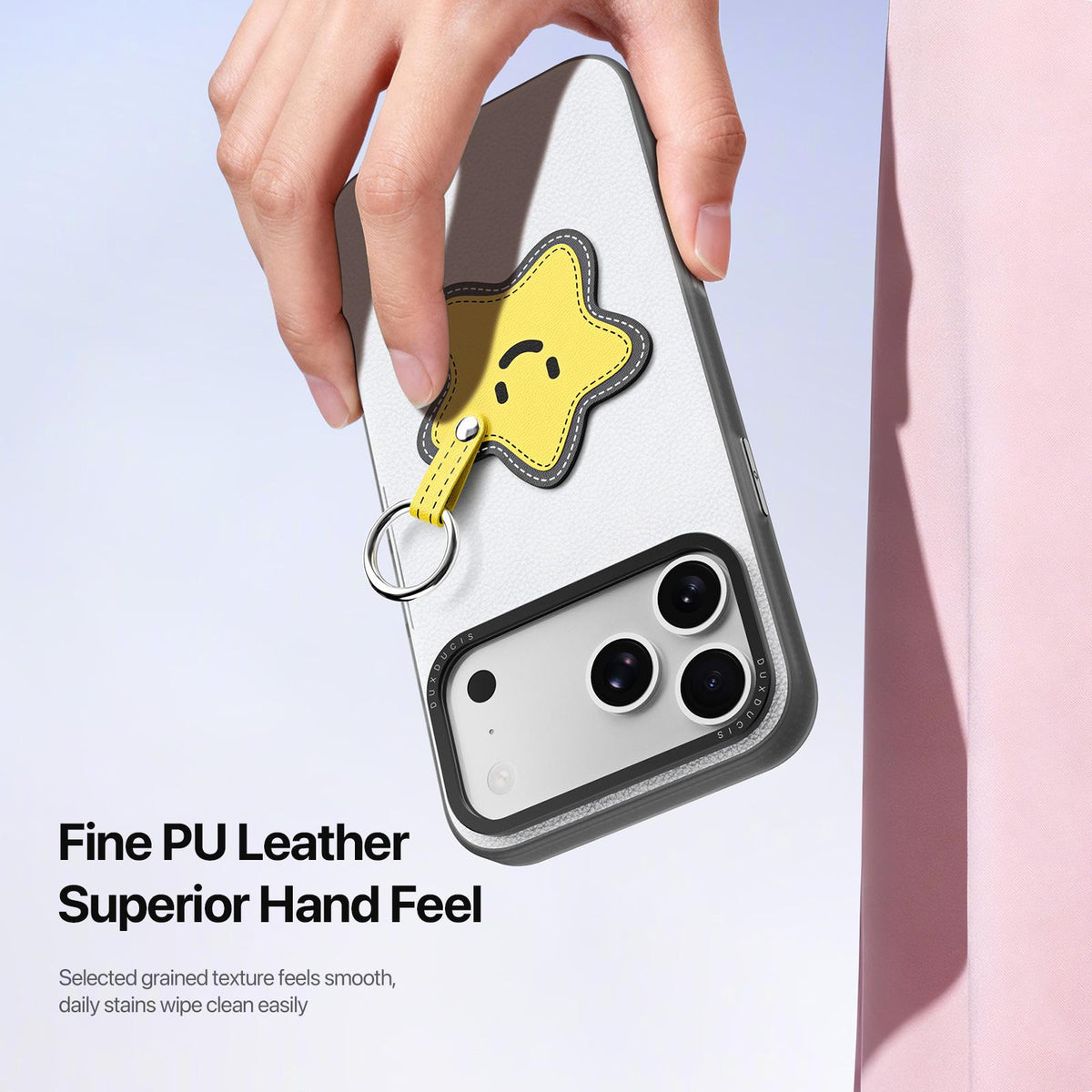For iPhone 18 Pro Max / 17 Pro Max DUX DUCIS LUVY Series Ring Phone Case with Lanyard - Snow White Star - EDA010244202E
