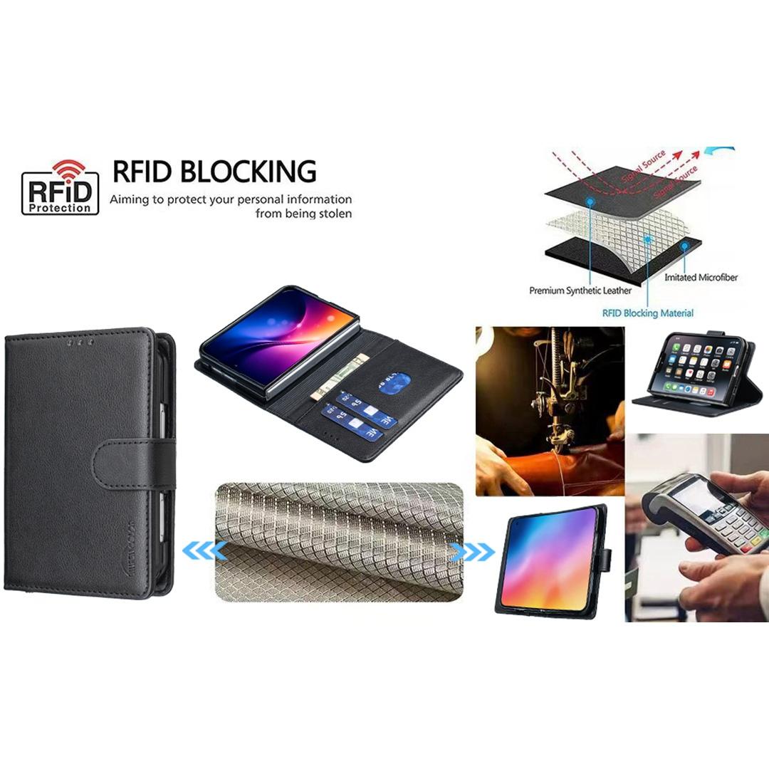 For iPhone Duo Litchi Texture RFID Anti-theft Leather Phone Case - Black - EDA010245801A