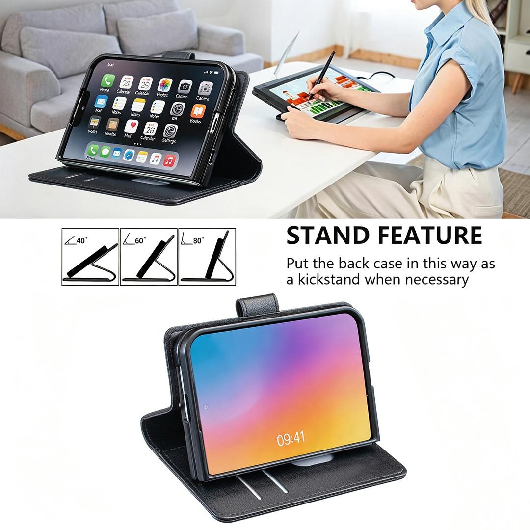 For iPhone Duo Litchi Texture RFID Anti-theft Leather Phone Case - Black - EDA010245801A
