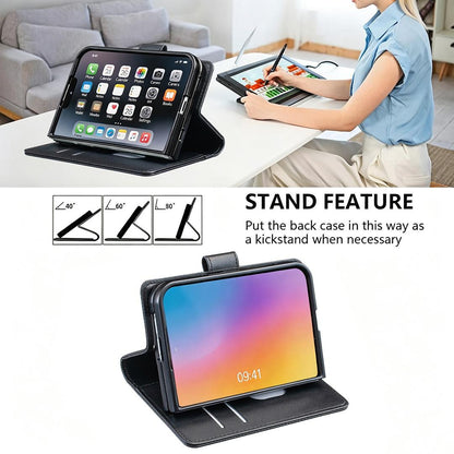 For iPhone Duo Litchi Texture RFID Anti-theft Leather Phone Case - Black - EDA010245801A