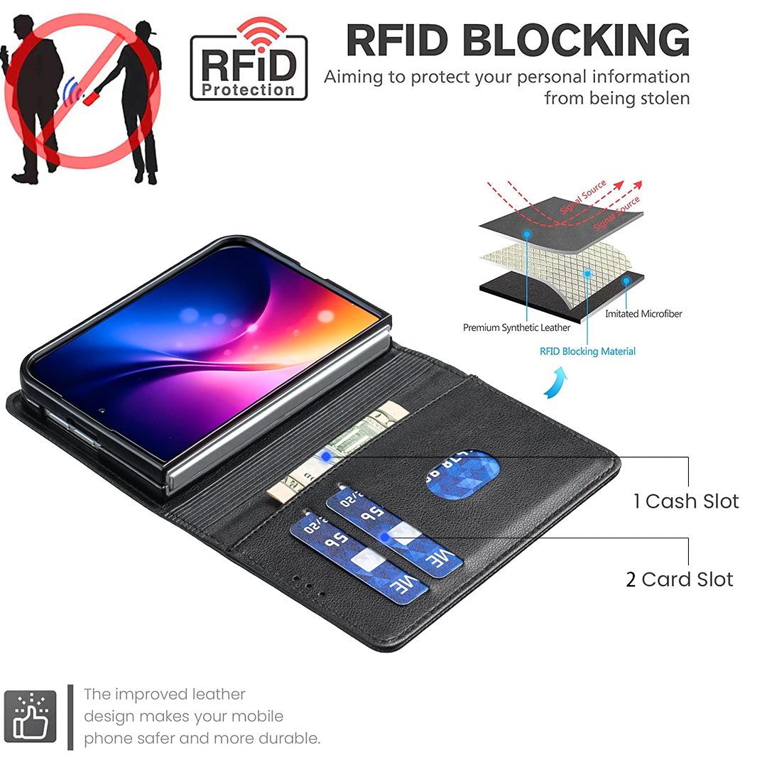 For iPhone Duo Litchi Texture RFID Anti-theft Leather Phone Case - Black - EDA010245801A