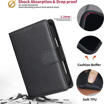 For iPhone Duo Litchi Texture RFID Anti-theft Leather Phone Case - Black - EDA010245801A