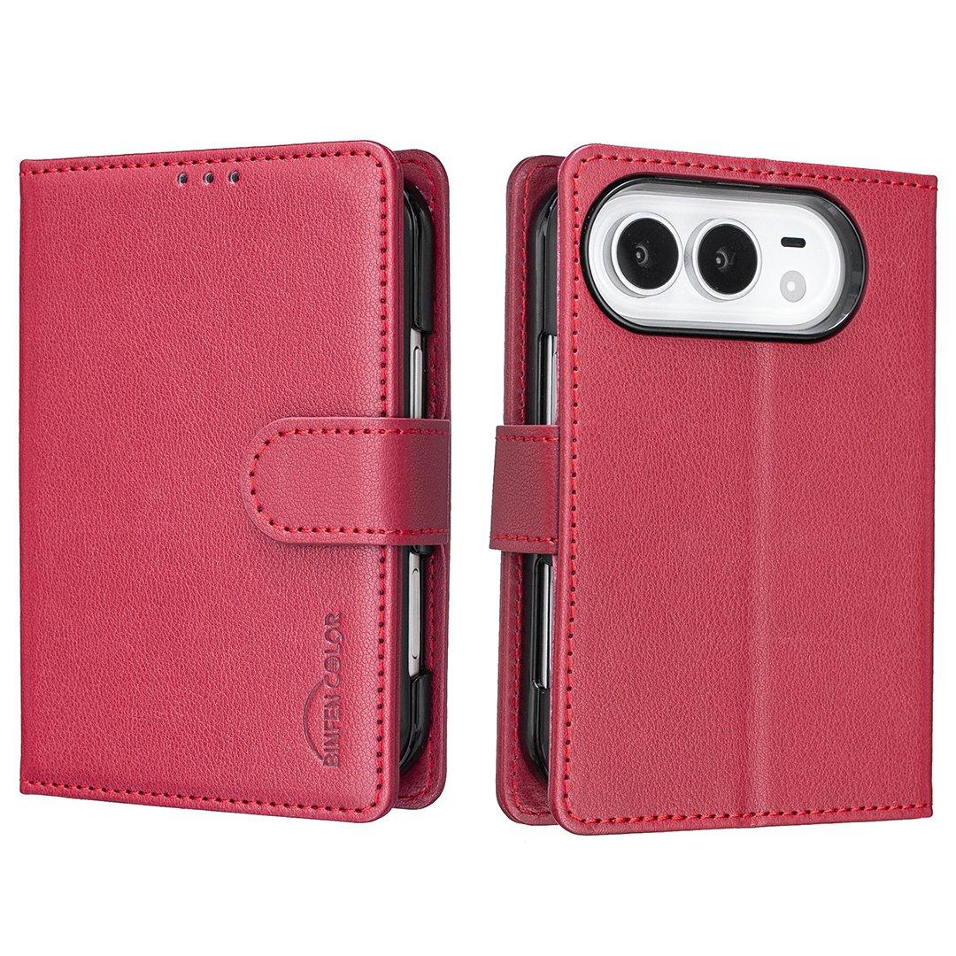 For iPhone Duo Litchi Texture RFID Anti-theft Leather Phone Case - Red - EDA010245801B