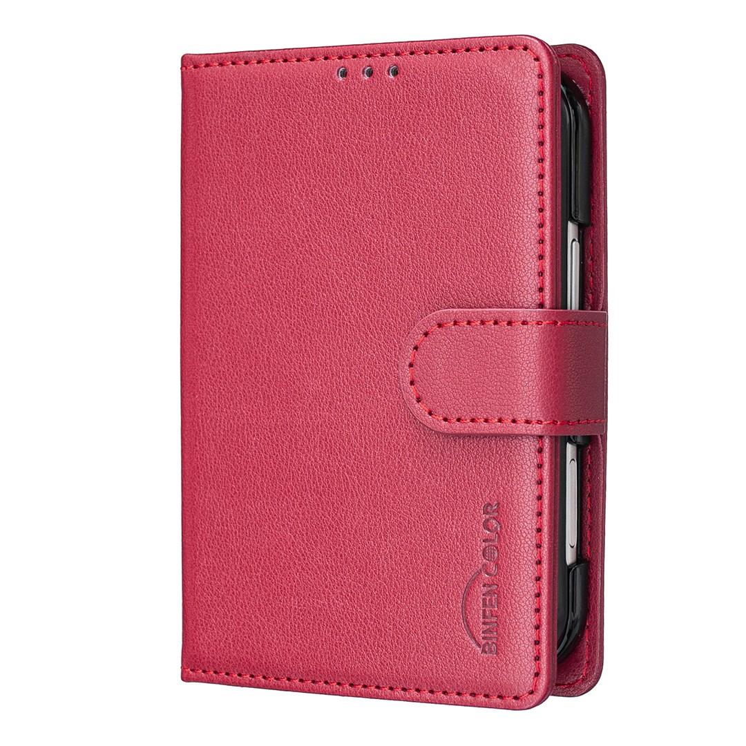 For iPhone Duo Litchi Texture RFID Anti-theft Leather Phone Case - Red - EDA010245801B