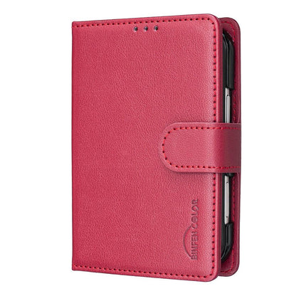 For iPhone Duo Litchi Texture RFID Anti-theft Leather Phone Case - Red - EDA010245801B