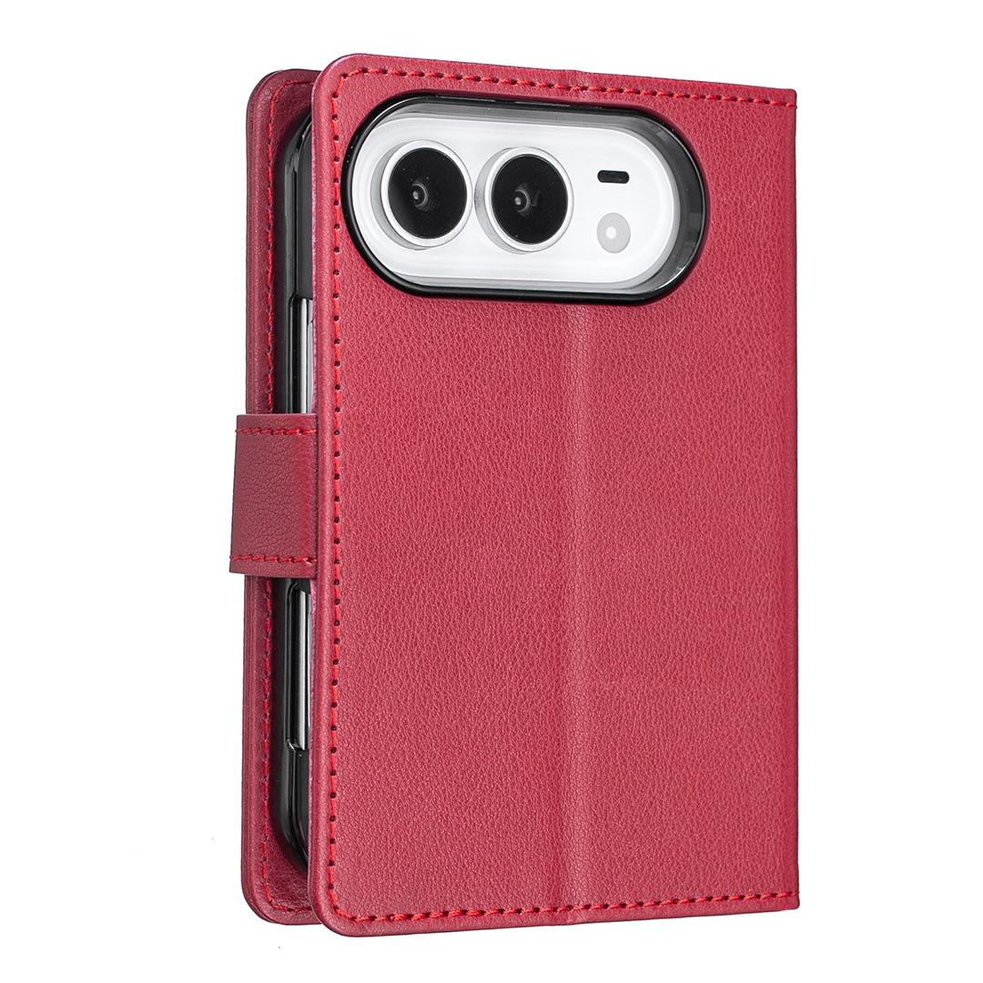 For iPhone Duo Litchi Texture RFID Anti-theft Leather Phone Case - Red - EDA010245801B